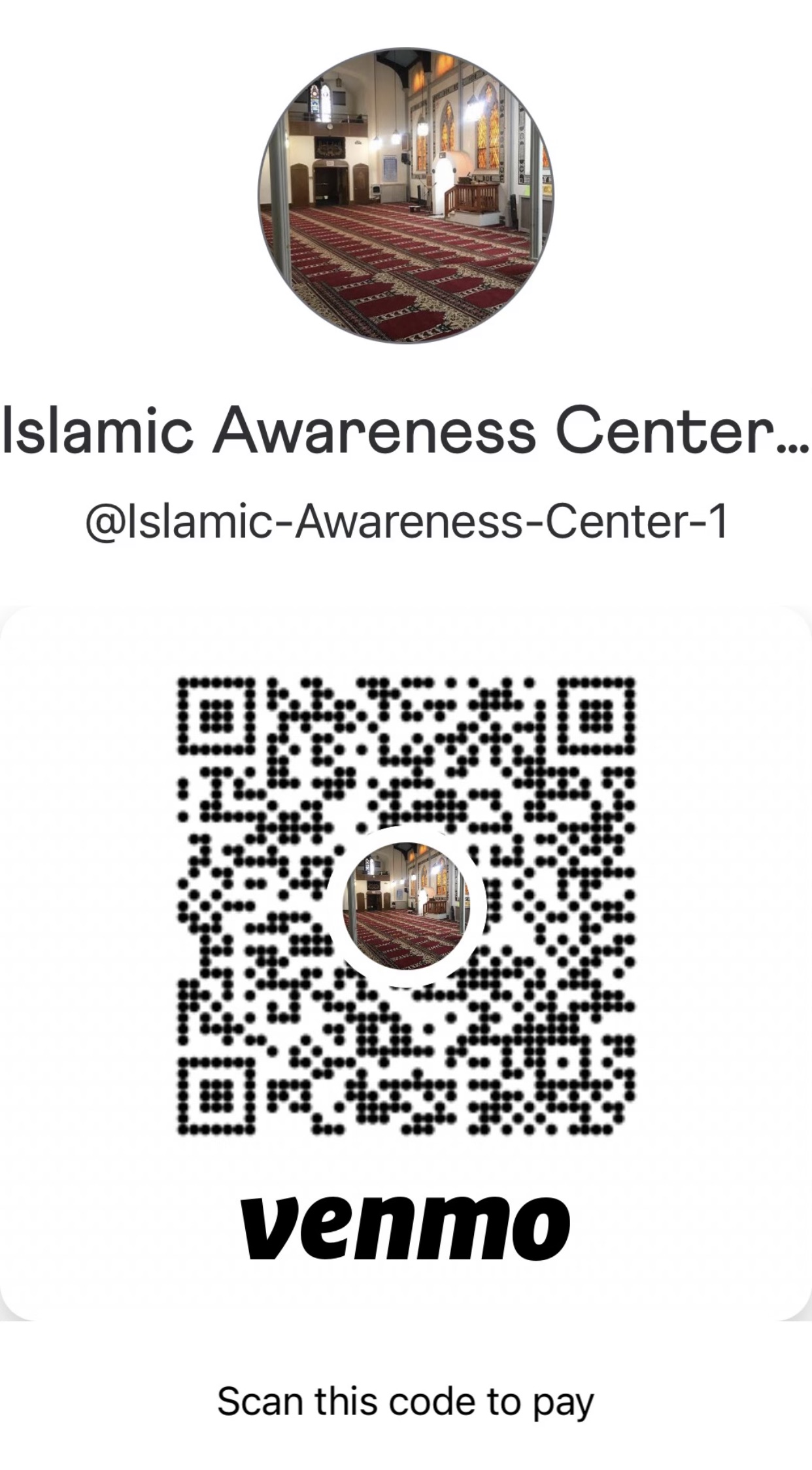 Venmo qr code, @islamic-awareness-center-1